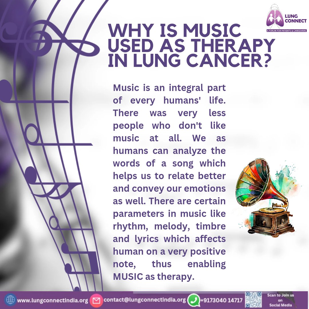 Why is MUSIC used as THERAPY in Lung Cancer?

Clicknhere to know more:-
youtube.com/live/G9R2fwcqt…

Thank you Ms Binal Shah (Music Therapist) for your support. 

Let us know your favorite song in Comments.

#lungconnect #CloseTheCareGap #cancertreatment #mentalhealthsupport…