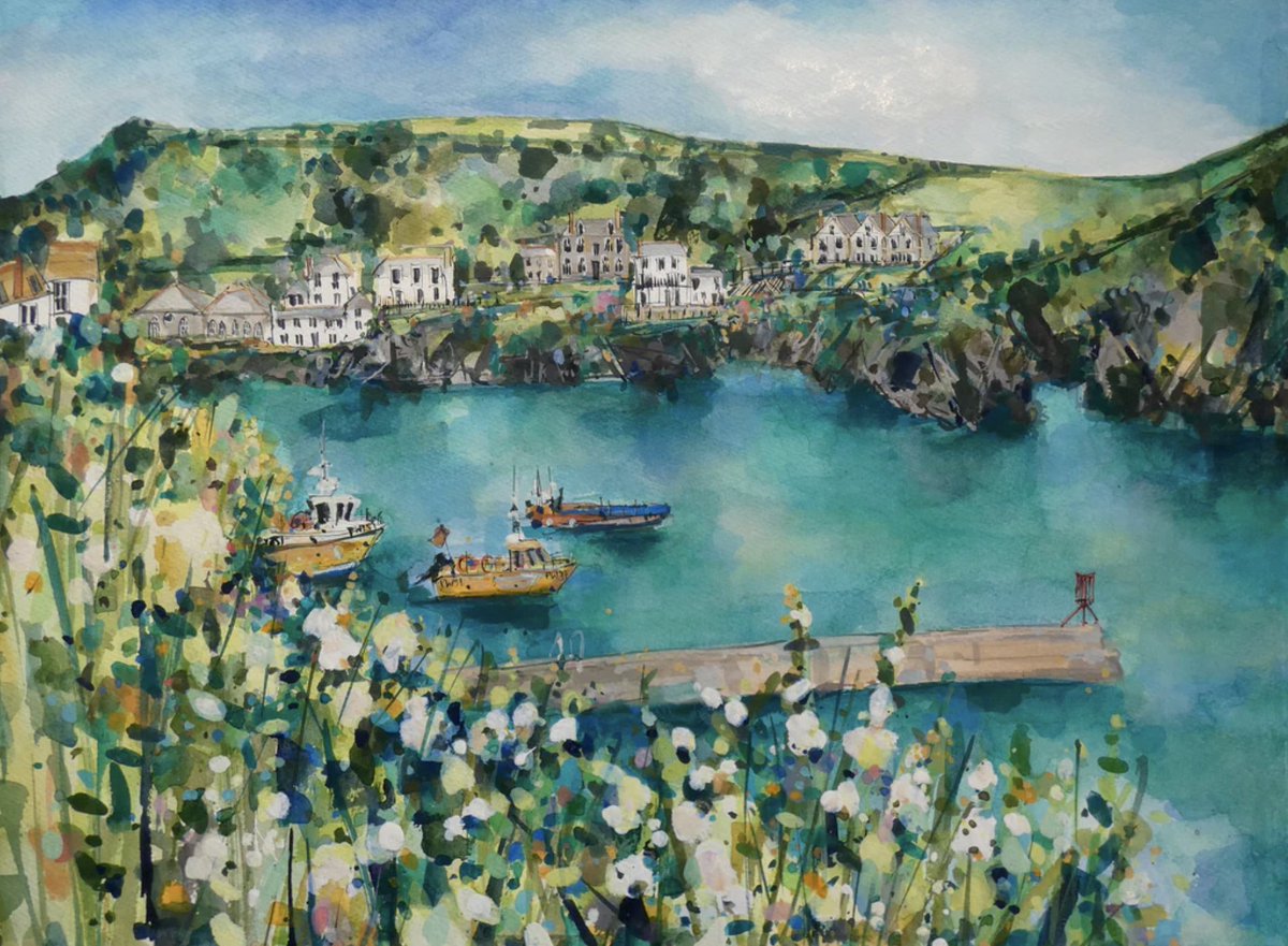 Last day of the Port Isaac Shanty Festival. The village looking beautiful in full sun #PortIsaac #painting #originalartwork