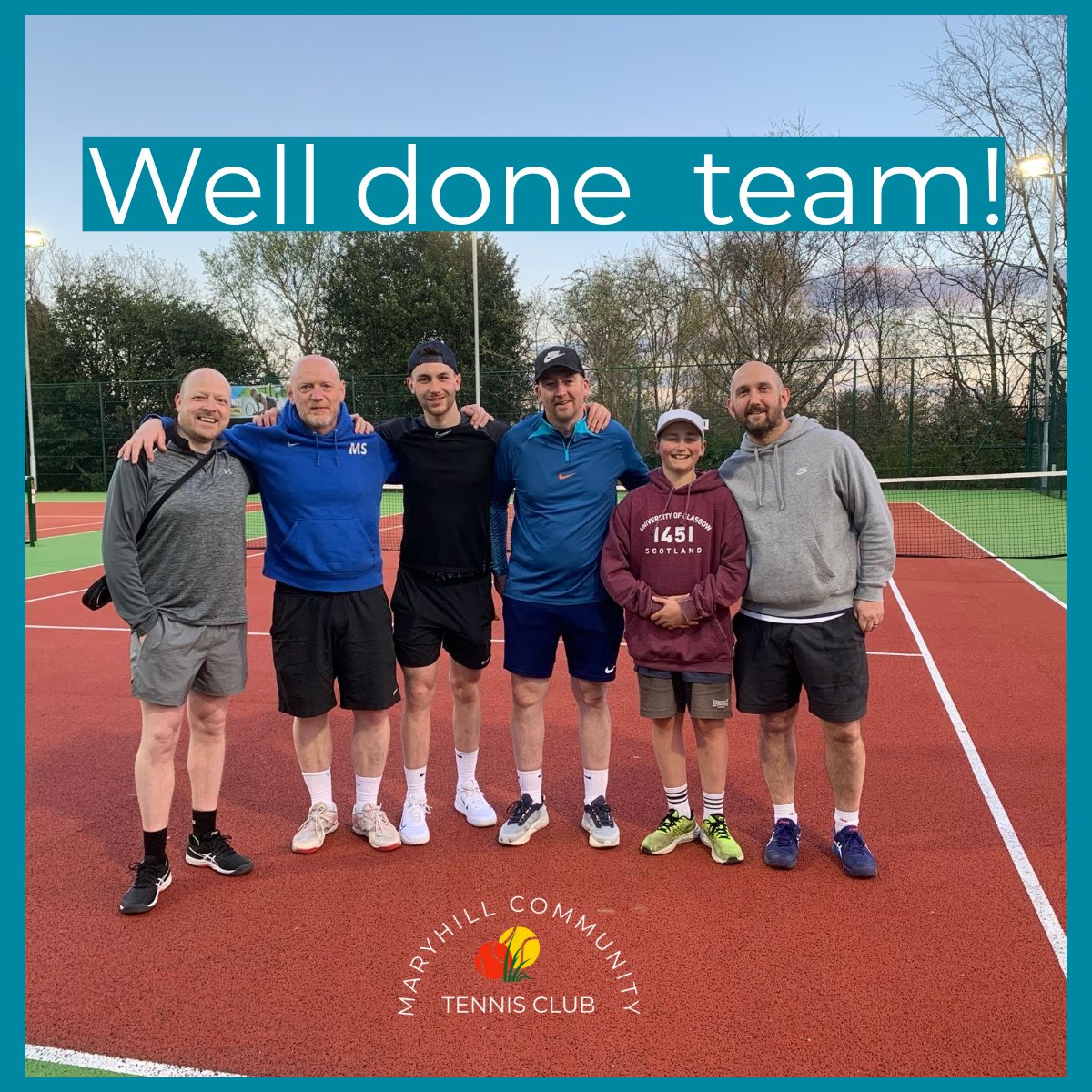 Well done to our M1 team on their 9-0 win over East Kilbride M2!

#teammctc 
#growingthegame 
#maryhilltennis