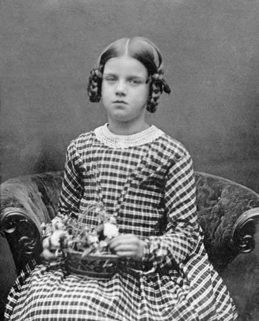 A photograph of Anne Elizabeth Darwin ( Annie ) at Down House in 1849. She was Charles' first daughter and born in 1841, so around 8 years old when this photograph was taken. Sadly she died only a short time later, in 1851, probably from tuberculosis. Her parents Charles and Emma