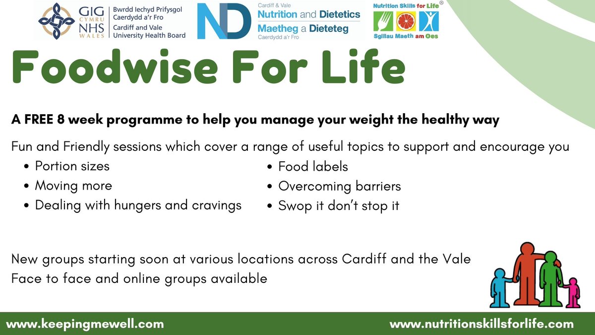 Would you or someone you know like support with healthy eating or being a healthy weight? Come along to one of our groups and find out how to make small manageable changes to better health. To find out more or book a place click the link keepingmewell.com @cav_dietetics
