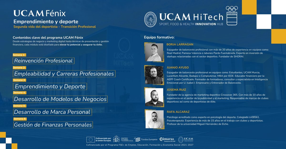🎓 RENACE como deportista en el mundo laboral.

💪 Gracias a <a href="/UCAM/">UCAM Universidad</a> y <a href="/HitechUCAM/">UCAM HiTech</a> y al <a href="/COE_es/">Comité Olímpico Español</a>, accede GRATUITAMENTE a un Programa Formativo ÚNICO. 

🚀 LAST CALL!!! 23/4 en Andalucia. 

➡️ Informate aquí: hitech.ucam.edu/fenixformacion 

 ➡️ Inscríbete aquí: form.jotform.com/240672534870358