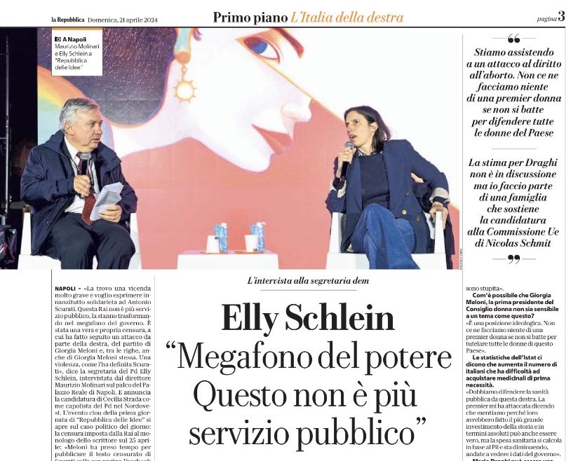 #EllySchlein: Servizio pubblico? No, megafono del potere.
#GovernoDellaVergogna