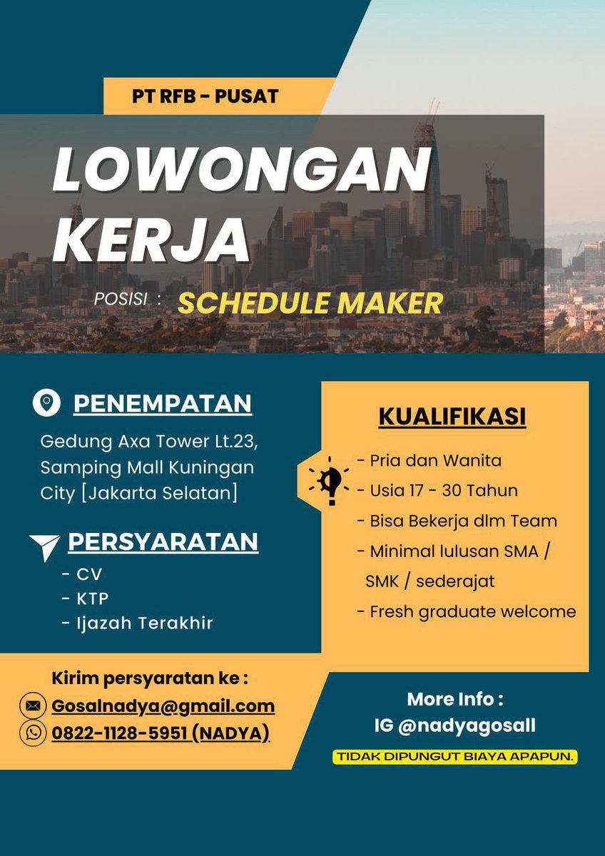 temenku lagi buka loker nih, beliau minta bantu share #loker #lokerjakarta