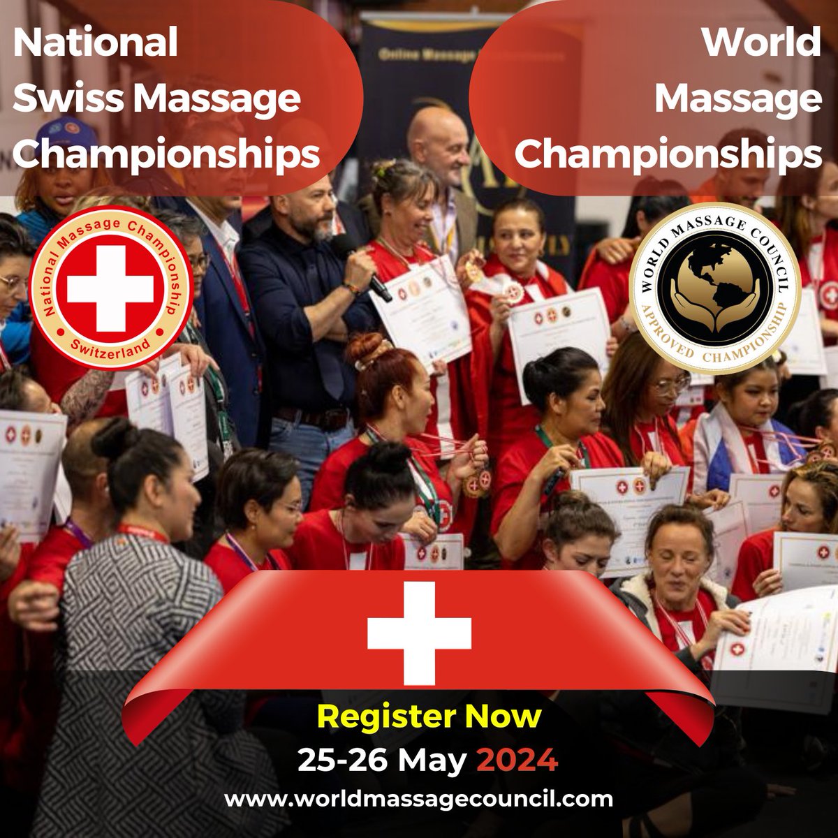 ima_swiss's tweet photo. The National Swiss Massage Championship &amp; World Massage Championships take place on May 25th &amp; 26th - 2024🇨🇭🏆 Don't forget to get your registrations in! 

Register Online ->🇨🇭https://t.co/JtBW8Qh80O

💆 #swissmassagechampionships #worldmassagechampionships #massagechampionship https://t.co/heM7q1tl7i