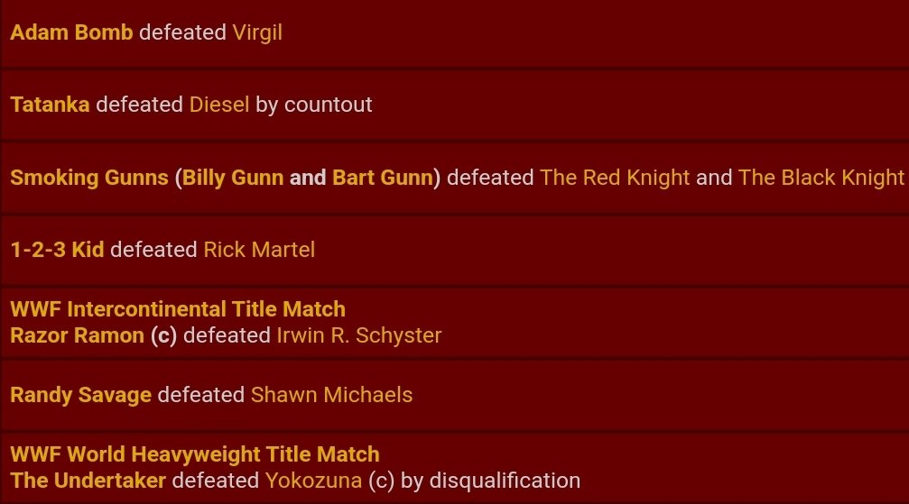 What was the card for your first live wrestling show? Mine was the WWF at Whitley Bay Ice Rink, December 3rd, 1993. Will always be my fondest wrestling memory.