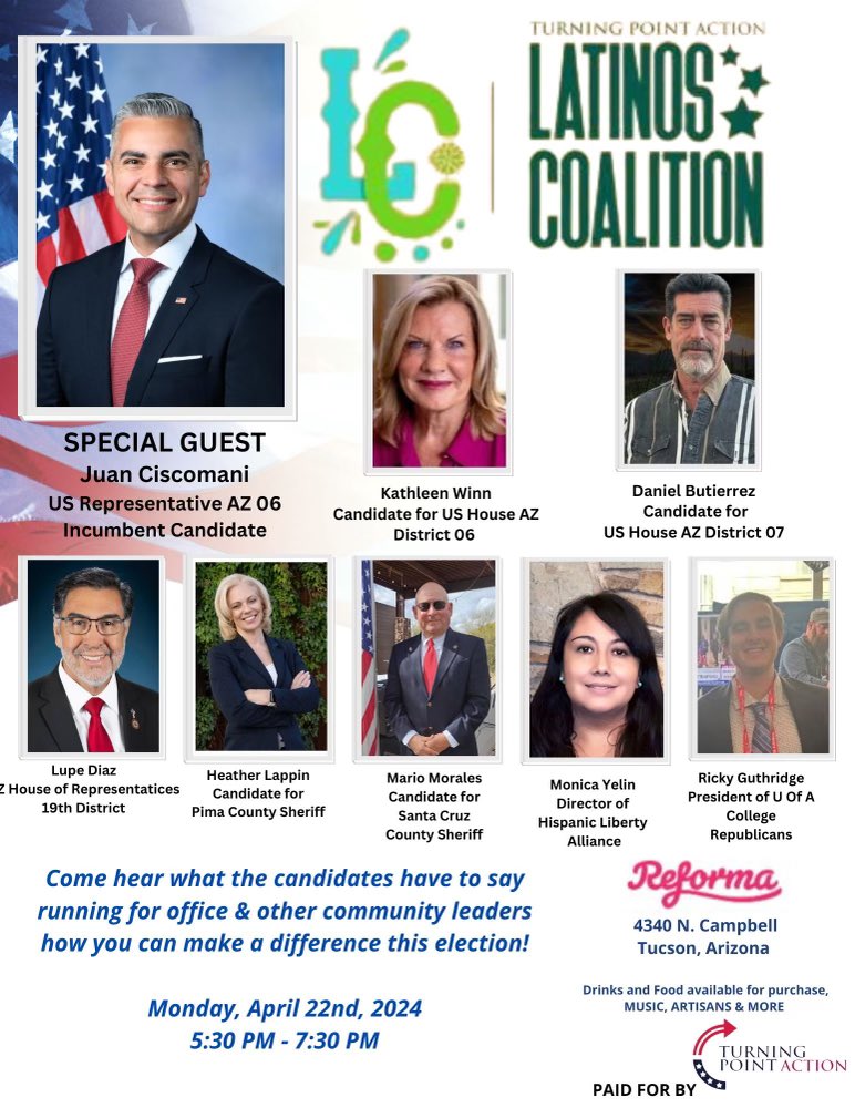 Come and join us on Monday, folks! We’re all gonna have a great time with some great candidates! RSVP today!!! tpaction.com/tucsonfiesta