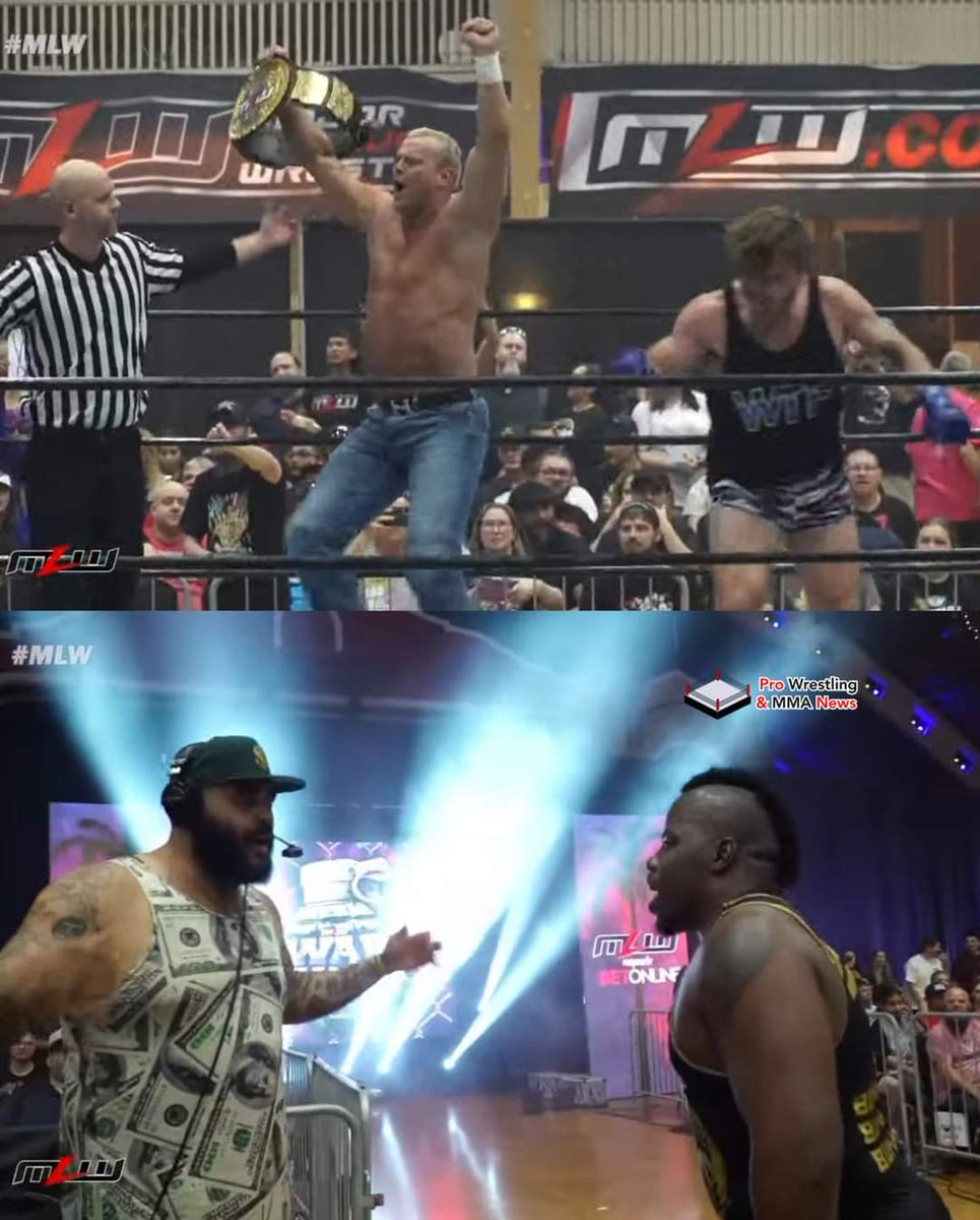 AJ Francis distracts Alex Kane at the announcers table. Tom Lawlor & Dave Boy Smith Jr defeats Alex Kane & Mr. Thomas to retain the MLW World Tag Team Championships. #MLW War Chamber 2