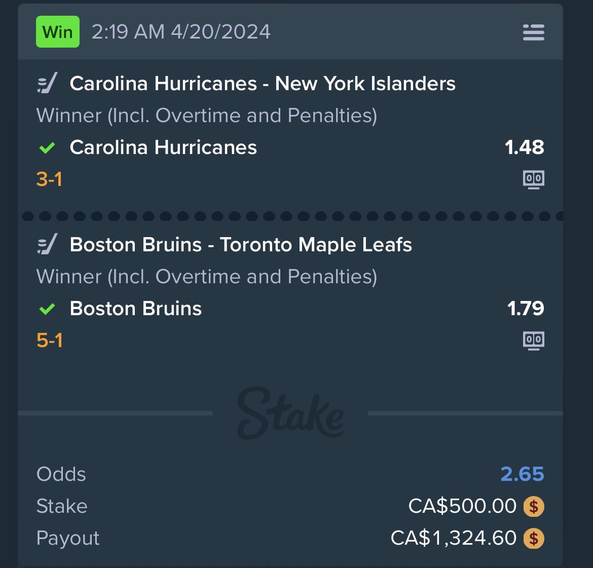 Toronto Loses I win😅 

Great day😎