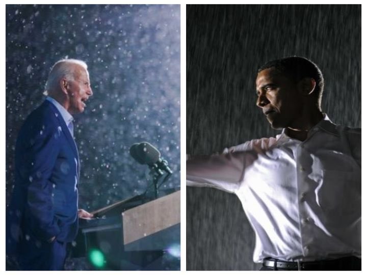 Trump cancelled NC rally due to 15 minutes of rain. So in honor of that melted tangerine blessing us with cancelling because he already got MAGA’s money and doesn’t give a fuck… Here is a picture of Biden and Obama campaigning in the rain.
