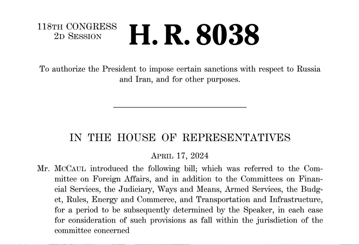 The H.R. 8038, the “21st Century Peace through Strength Act,” introduced by Representative Michael McCaul, the House Foreign Affairs Committee chair, passed in the House by 360 votes in favor. If passed by the Senate and signed into law, it would represent a significant stride in