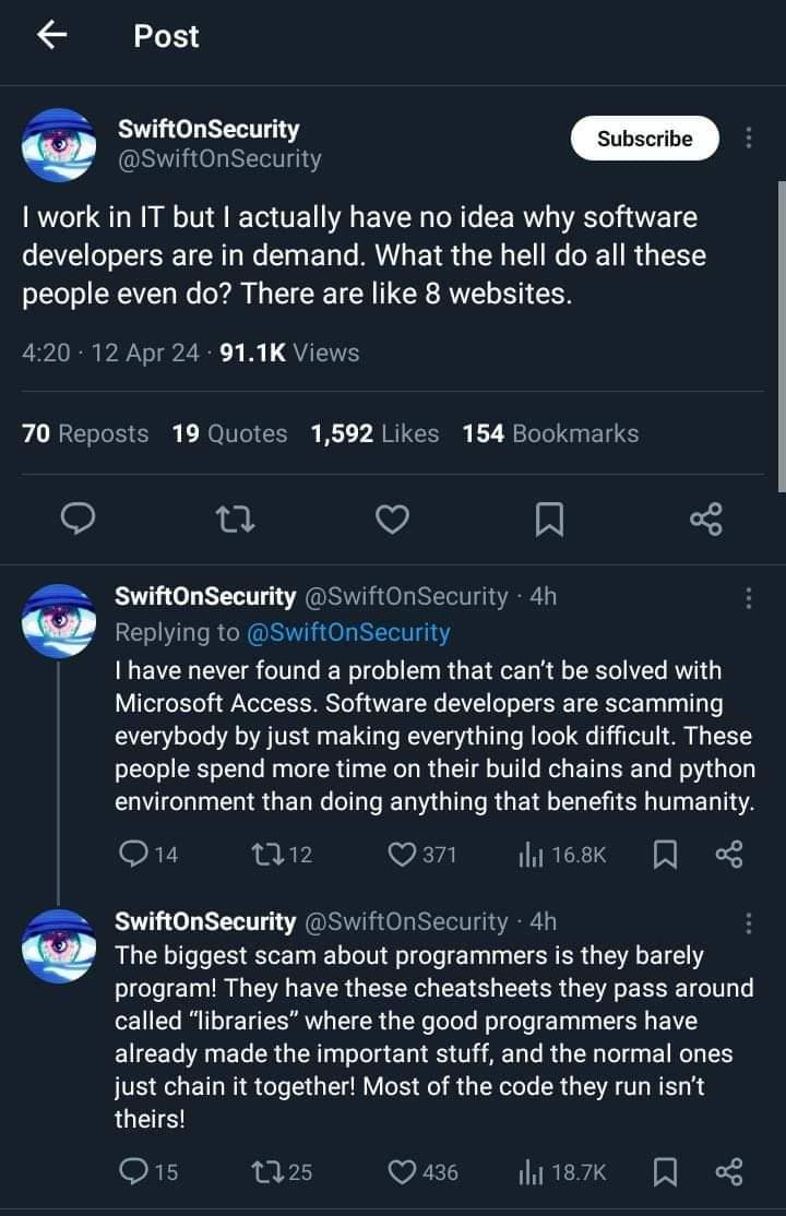 Software developers are scamming everybody, people wake up.