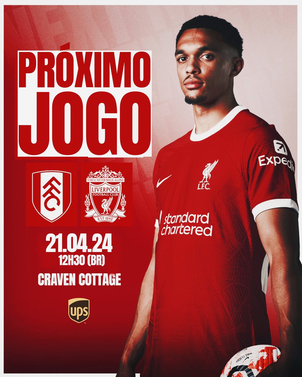 Hoje tem Liverpool! 🆚️ Adversário: Fulham 📆 Data: 21/04/2024 - HOJE 🕔 Horário: 12h30 🇧🇷 📺 Transmissão: ESPN e Star Plus 🏆 Competição: Premier League 🔴 Rodada: 34ª Rodada 🏟️ Estádio: Craven Cottage 📊 Campanha: 21V 8E 3D Vamos Liverpool!