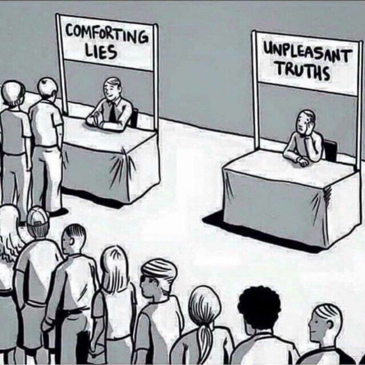 Maga standing willingly in the line that provides comforting lies instead of accepting unpleasant truths.

#DemsUnited #ProudBlue #DemVoice1 #ResistanceUnited