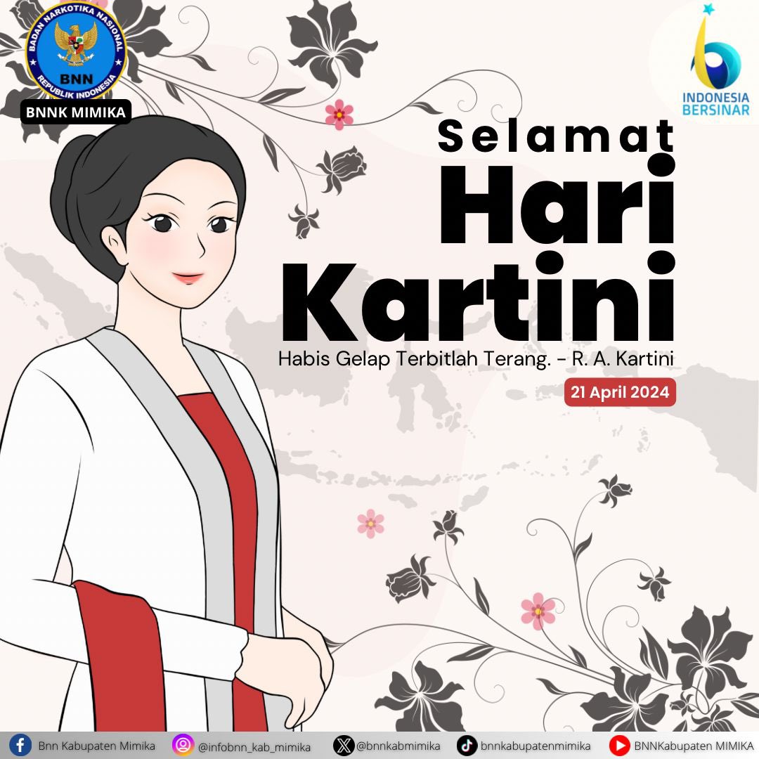 Selamat Hari Kartini
Habis Gelap Terbitpah. Terang -R.A. Kartini

#generasiemaspapua
#IndonesiaBersinar
#Indonesiabersihnarkoba
#papuabersinar
#BNNKMIMIKA
#BNNPPAPUA
#BNNRI