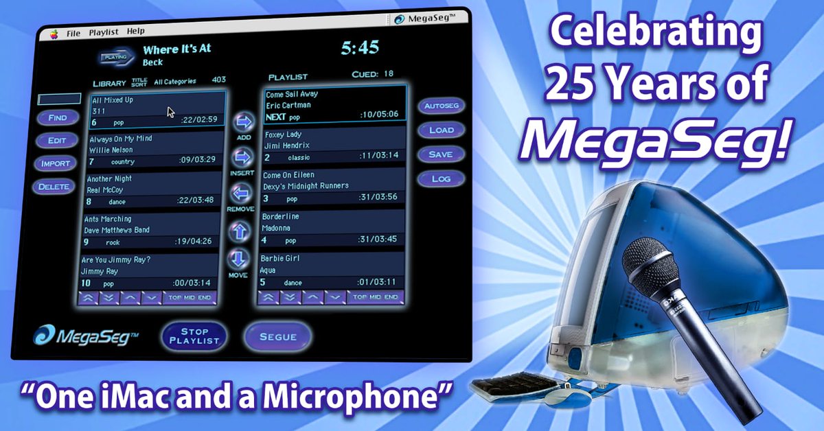 MegaSeg's tweet photo. 🎂25 Years of MegaSeg!🎂
Today we celebrate with an amazing community. From our 1st beat on the original iMac to the cutting-edge software we are today, we're grateful for the journey. Cheers to many more years of innovation, creativity &amp; making music magic happen! https://t.co/9Jn5LeHsy1