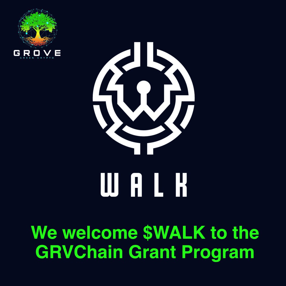 Welcoming $WALK to the #GRVChain Grant Program. #WalkToken is currently on the Shibarium Network and will be expanding to #GroveBlockchain. Website : Walktoken.dog 𝕏 : @ShibWalkToken TG : t.me/JoinWalk #BuildOnGroveBlockchain