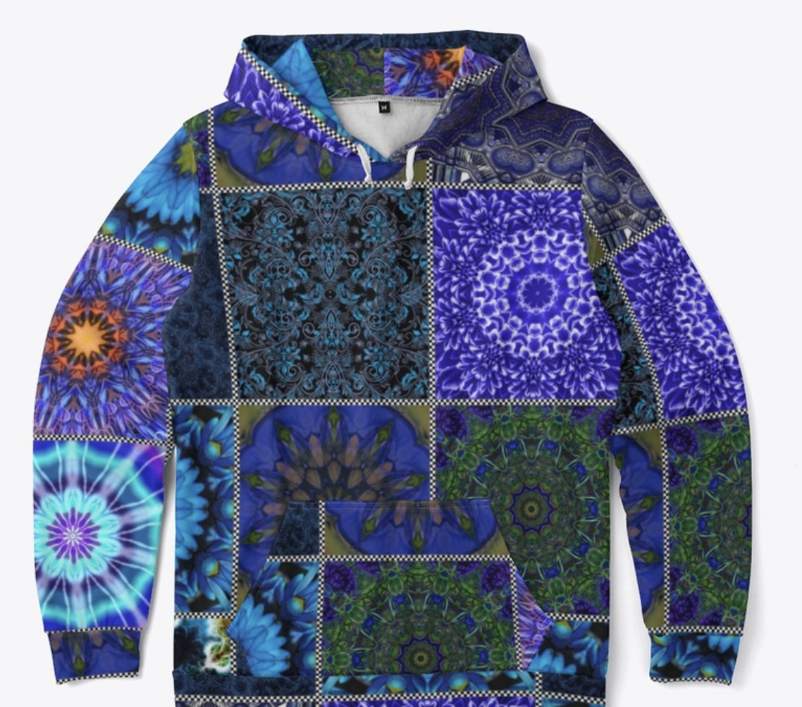 liminaldragonfly.com/listing/blue-c… #crazyquilt #kaleidoscope #hoodie