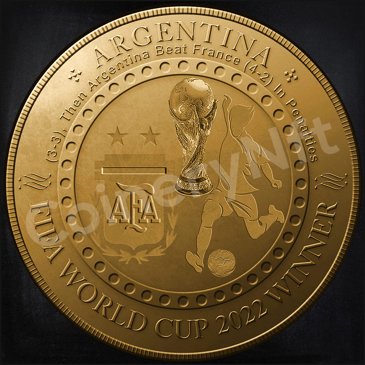 FIFA World Cup 2022, was won by Argentina Beat France. There is an NFT coin made in memory of this event @opensea @FIFAWorldCup @fifamedia @FIFAcom #nftcommunity #nftcollector #nftinvestor #nftnews #nftmagazine #nftgallery #nftbuyers #NFTshills #nftgame #worldcup #cryptonews #NFT