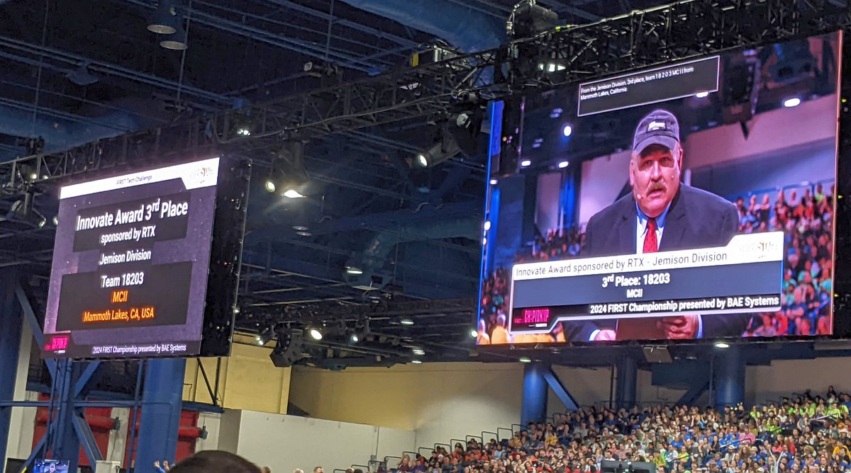 FTCNV1's tweet photo. #CENTERSTAGE #FIRSTChamp has come to a close!  😢

Congratulations to 18203 MCII and 16158 VC Silver Circuits for representing Nevada so well.

At today's Awards Ceremony, MCII won 3rd Place for Innovate!

#omgrobots
@FTCTeams 
@MamTimes https://t.co/jXauqaOTES