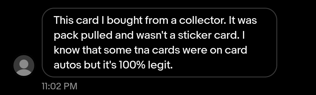 #wrestlingcard liar of the week goes to this dude Claims this sting auto was legit pack pulled with that sig on it. *No auto in this set was was on card. *Tristar didn't do full on hard sigs until the glory set. *Card looks (an prob was) like it was cut from an uncut sheet