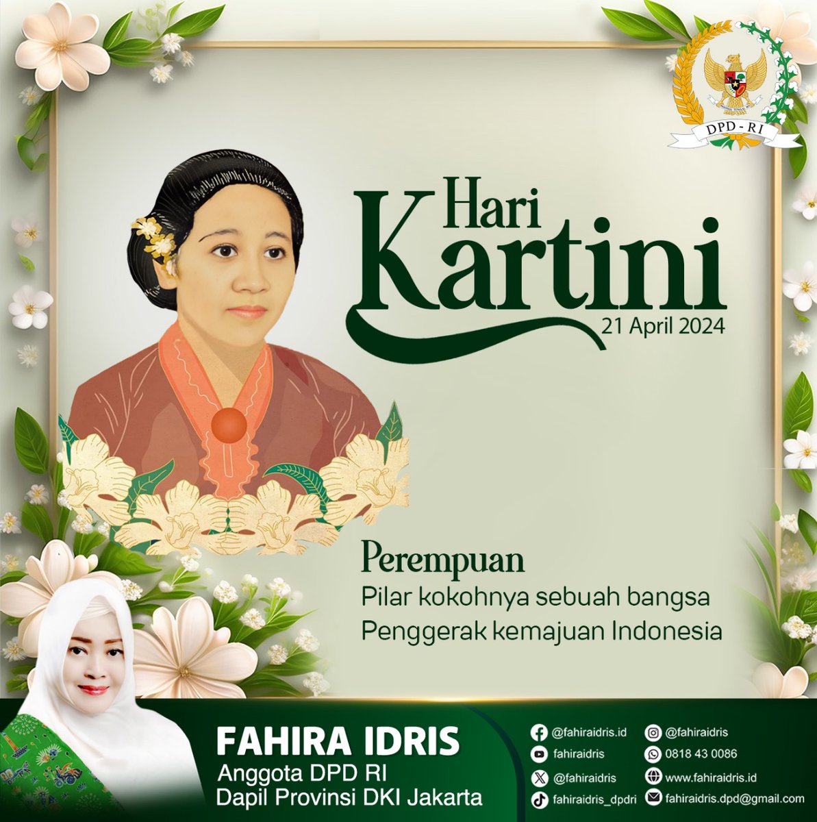Perempuan pilar kokohnya sebuah bangsa Penggerak kemajuan Indonesia Hari Kartini 21 April 2024 #kartiniday #kartini #kartini2024