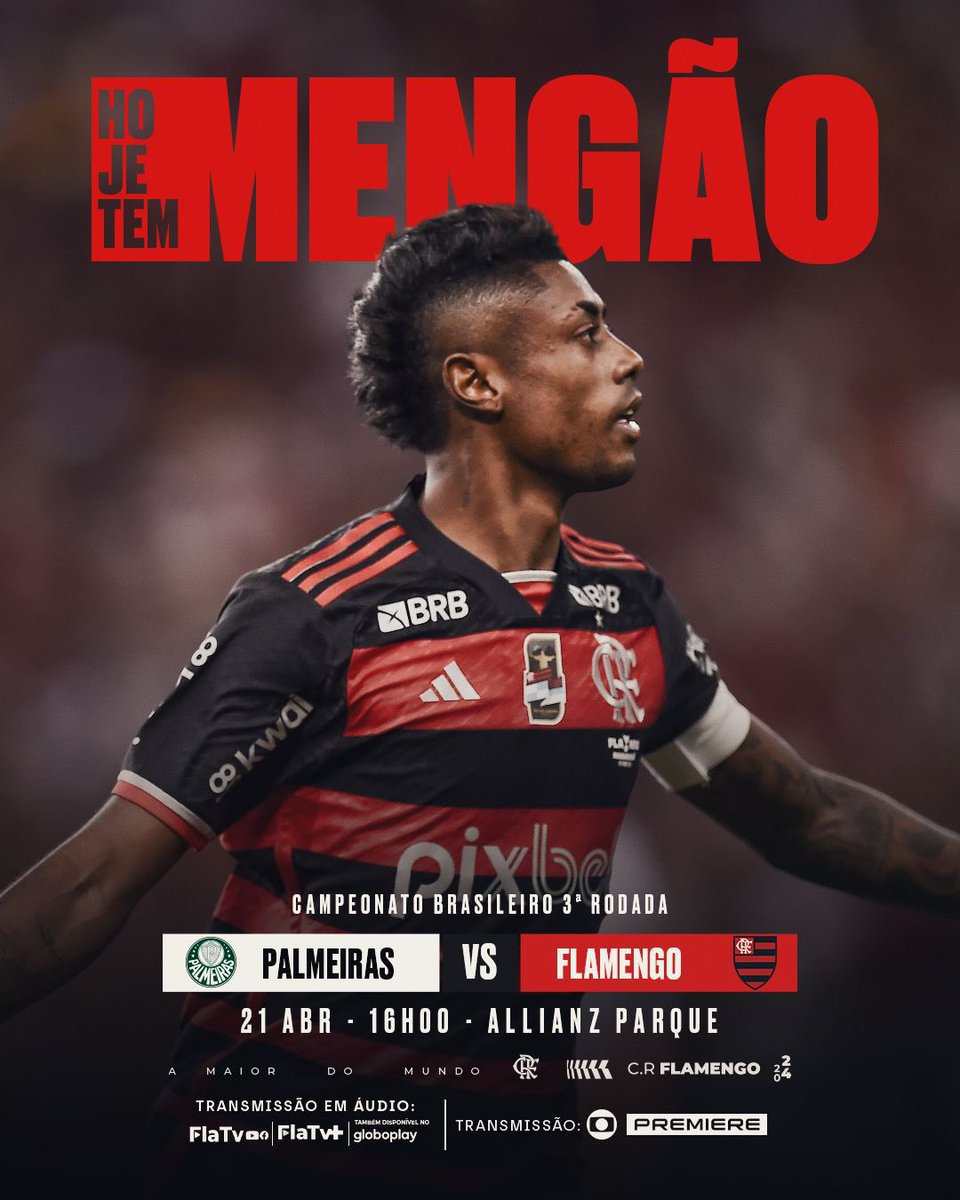 ⚽️⚽️⚽️⚽️  ❤️ 🖤  ⚽️⚽️⚽️⚽️
Hoje tem Mengão Malvadão 
Vamos pra cima do Palmeiras #Flamengo e trazer esses 3 pontos pra casa. #VamosFlamengo 
⚽️⚽️⚽️⚽️  ❤️ 🖤  ⚽️⚽️⚽️⚽️