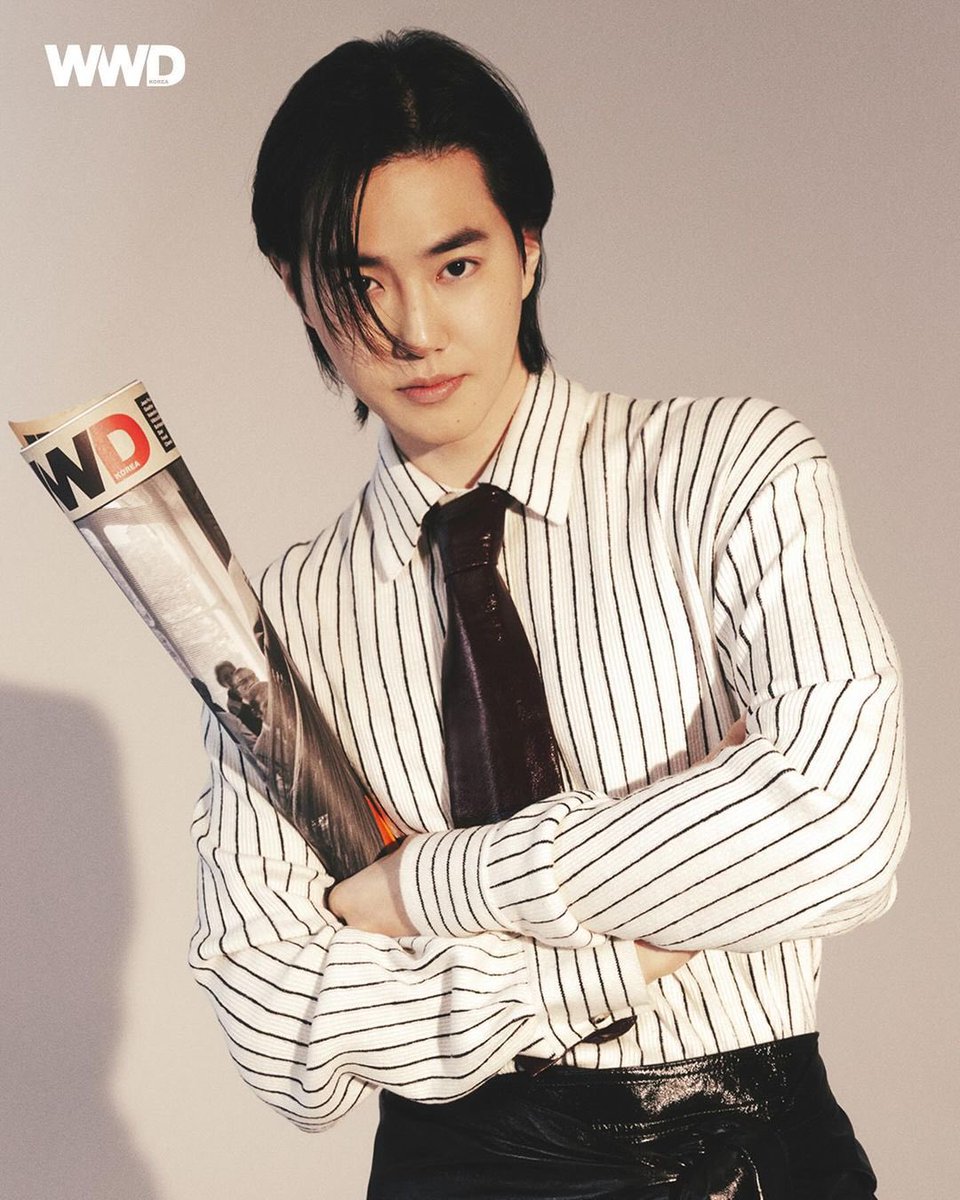 thisisjunmyeon's tweet photo. “My fans often tell me that I'm their emotional supporter in a way and that actually means so much to me - I really feel the same way as they do! They always have my back” —240221, WWD Korea 

#수호 #SUHO #준면 #金俊勉 https://t.co/h7HMyNAtm7