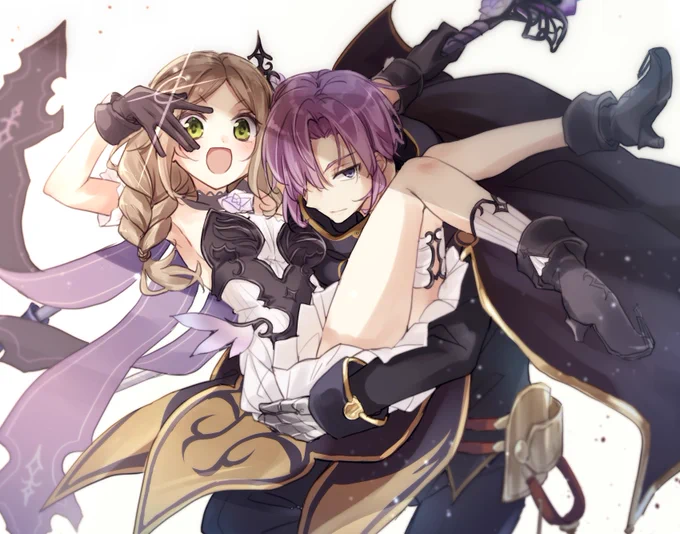 せなこさんお疲れ様です!こちらレヴィフィリの納品です～!レスレリの決戦フィリスちゃんどう見てもお揃い衣装で最高でしたねの絵です!素敵な交換本当にありがとうございました