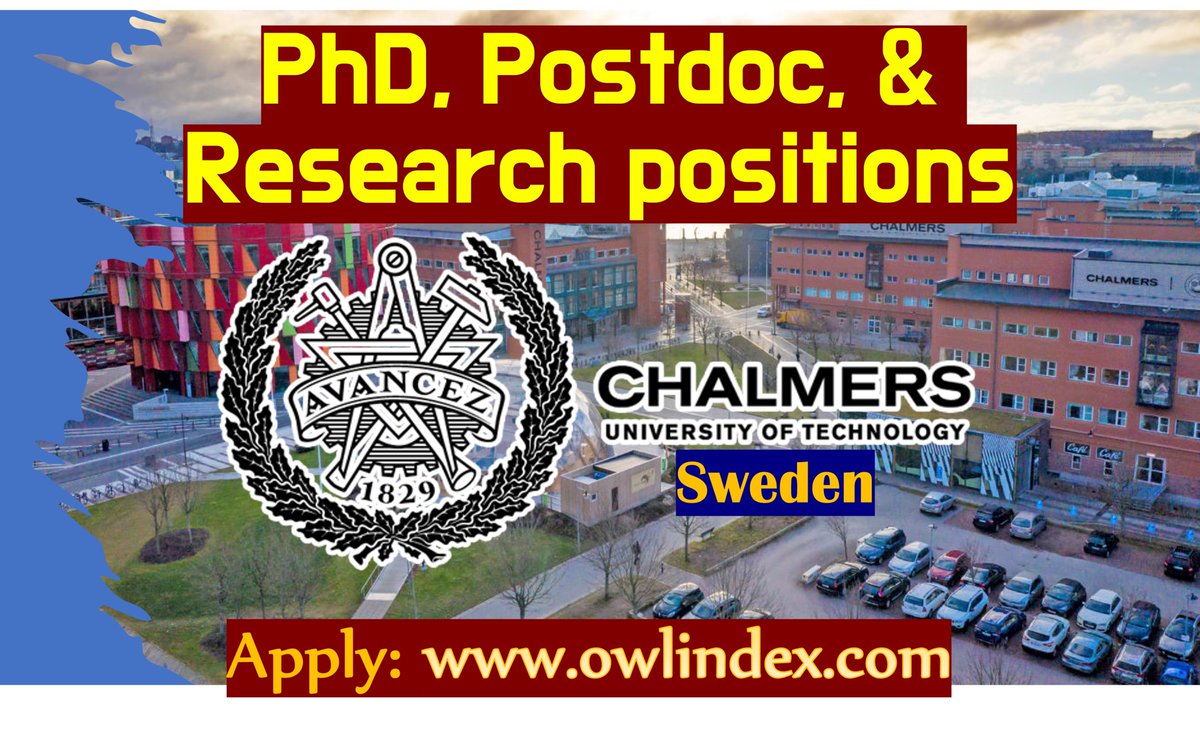 18 PhD, Postdoc, & Faculty positions at Chalmers University of Technology (Sweden): owlindex.com/oi/bhABSen3

#owlindex #PhD #PhDposition #phdresearch #phdjobs #postdoc #postdocs #Swedenjobs #Sweden #ChalmersUniversity #Chalmers #Chalmersjobs  @owlindex  @chalmersuniv