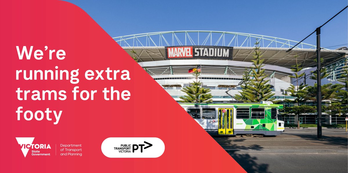 @AFL football is live at @marvelstadiumau today when #NorthMelbourne come up against #Hawthorn and we’ve got extra trams to get you to and from the match! 
Details: bit.ly/3QunGLb
Plan your journey bit.ly/2zkDBHj
#PTV