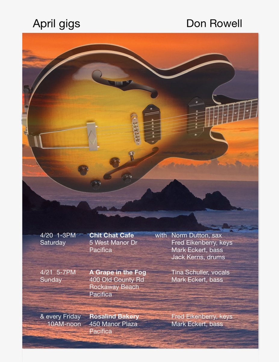 PacificaRiptide's tweet photo. DON ROWELL'S APRIL GIGS https://t.co/HlfvLEszAg