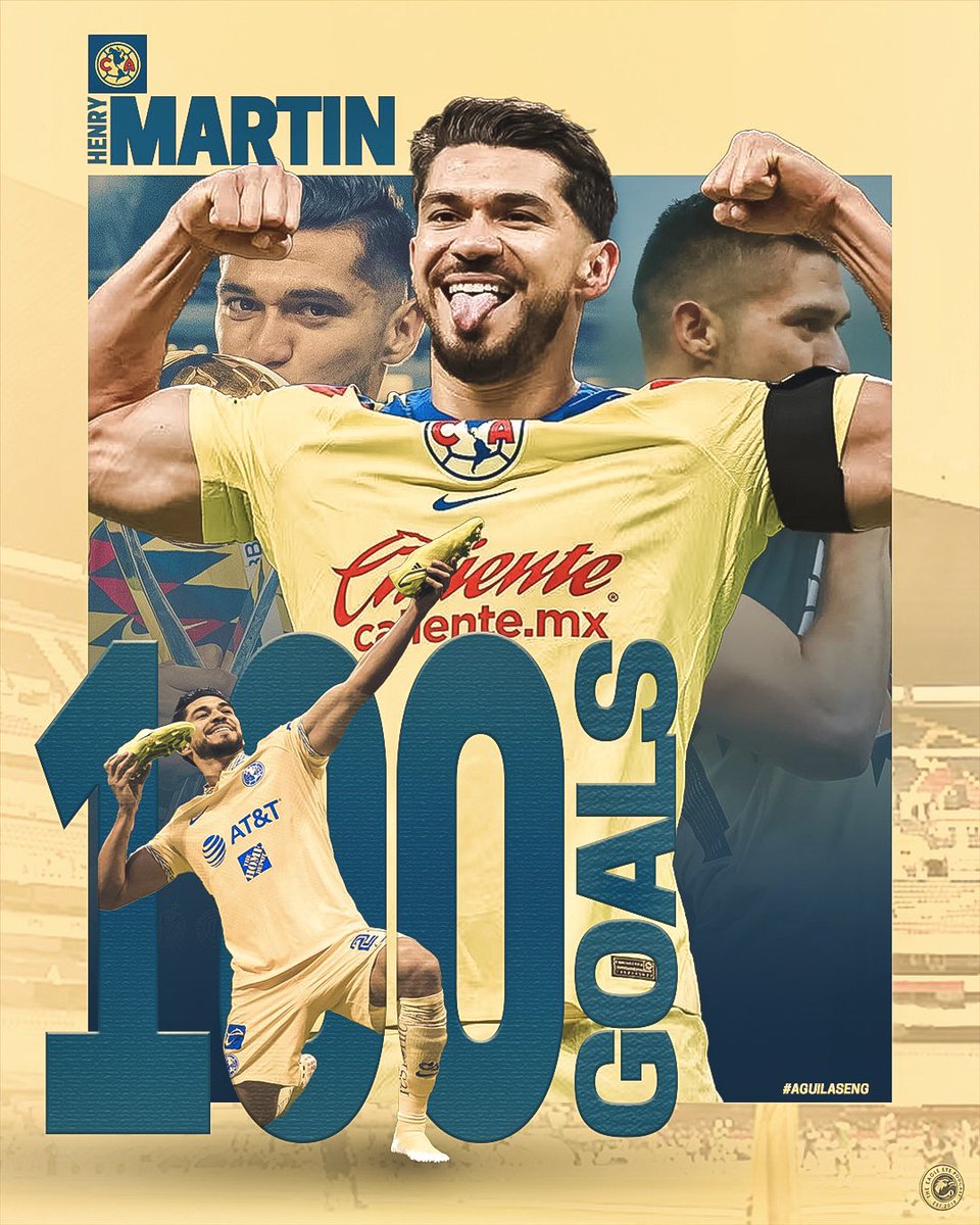 🦅💣 1️⃣0️⃣0️⃣ GOALS 💣🦅 💪🏼 @HenryMartinM reaches 100 goals with @ClubAmerica ⚽️🦅 #AguilasEng 🦅 #ClubAmerica