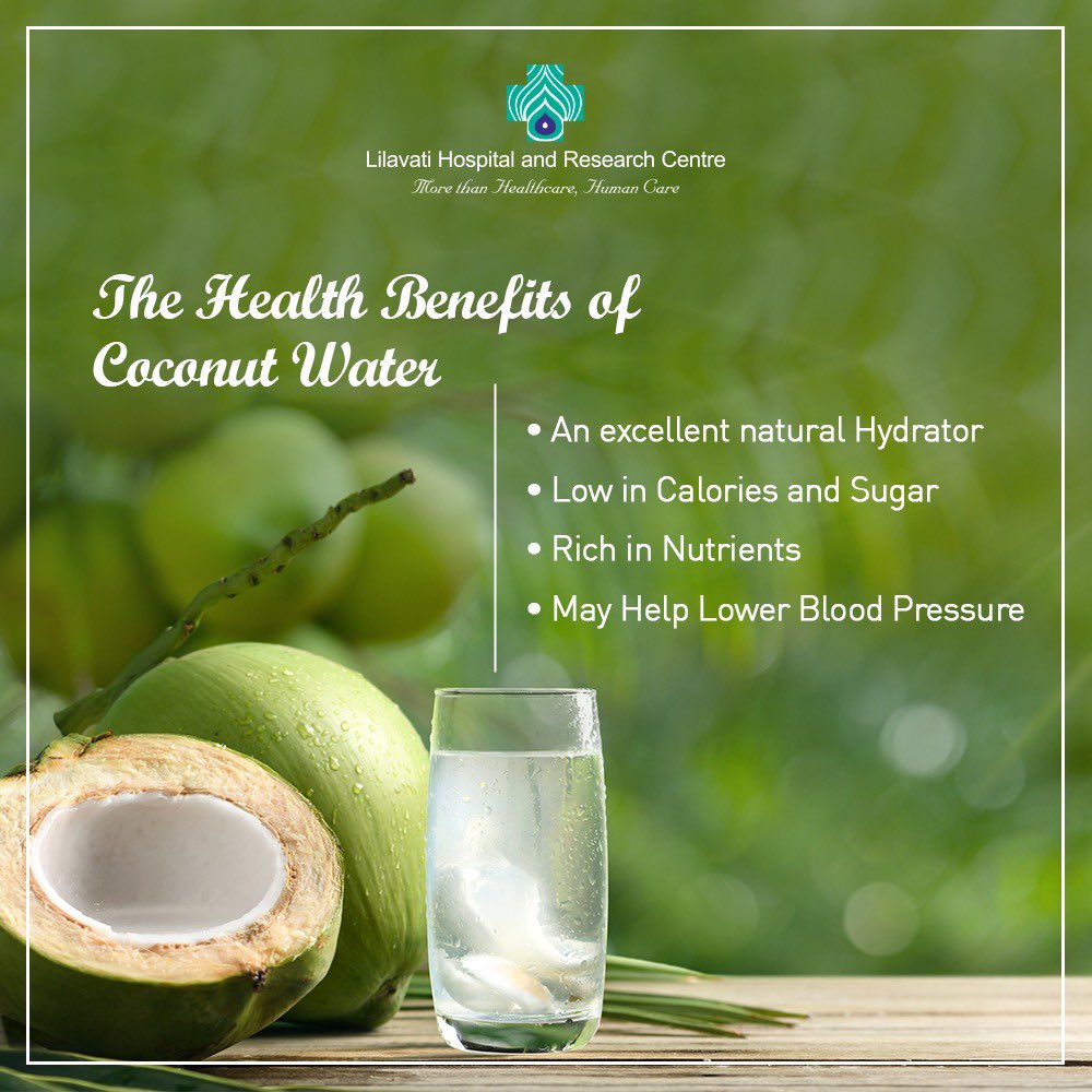 Hydrate naturally with coconut water! It's high in electrolytes, low in sugar, and potentially beneficial for blood pressure. Enjoy the goodness and well-being! #LilavatiHospital #LilavatiHospitalBandra #TertiaryCareHospital #Mumbai #CoconutWater #NaturalHydration #HealthyLiving