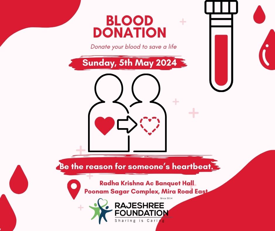 We urge all our friends, especially those in #Mirabhayander, to step up and register for blood donation, extending their support to cancer patients in need of blood transfusions. #Miraroad #blooddonation #Rajeshreefoundation