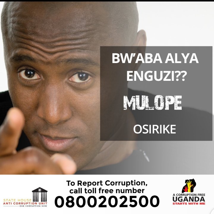 Together let's kick corruption out of Uganda. #ExposeTheCorrupt to @AntiGraft_SH on toll-free 0800202500