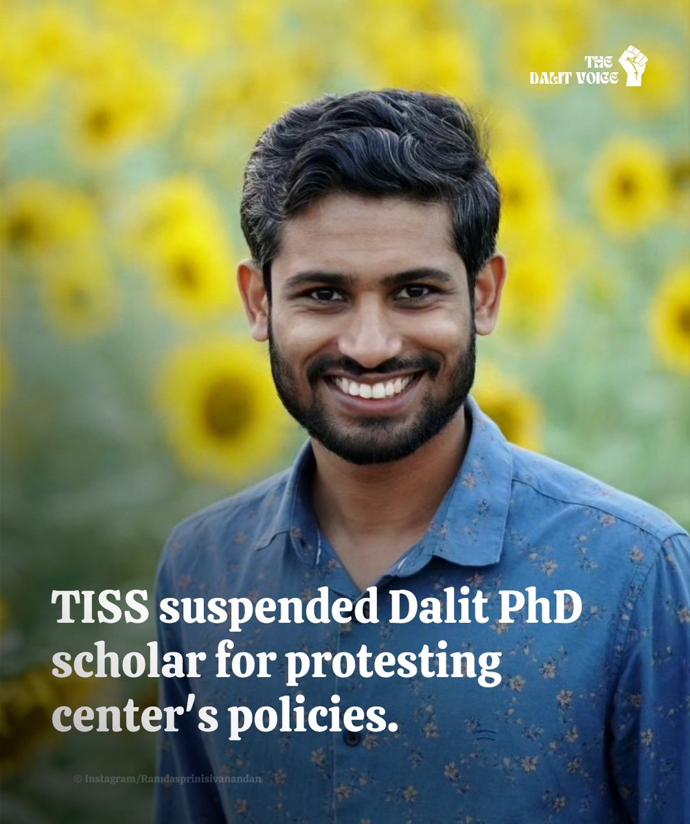 #Mumbai The Tata Institute of Social Sciences (TISS) has suspended Ramadas Prini Sivanandan, a PhD student for two years.

We strongly condemn this action and demand that his suspension be revoked as soon as possible.