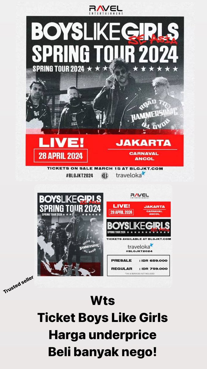 Wts tiket boys like girls 2024
Harga 500k bisa nego kalau beli banyak.
Trusted seller
📍carnaval ancol
DM IG : <a href="/kurniaindahs/">Kur</a>
#tiketboyslikegirls 
#boyslikegirls 
#boyslikegirlsspringtour