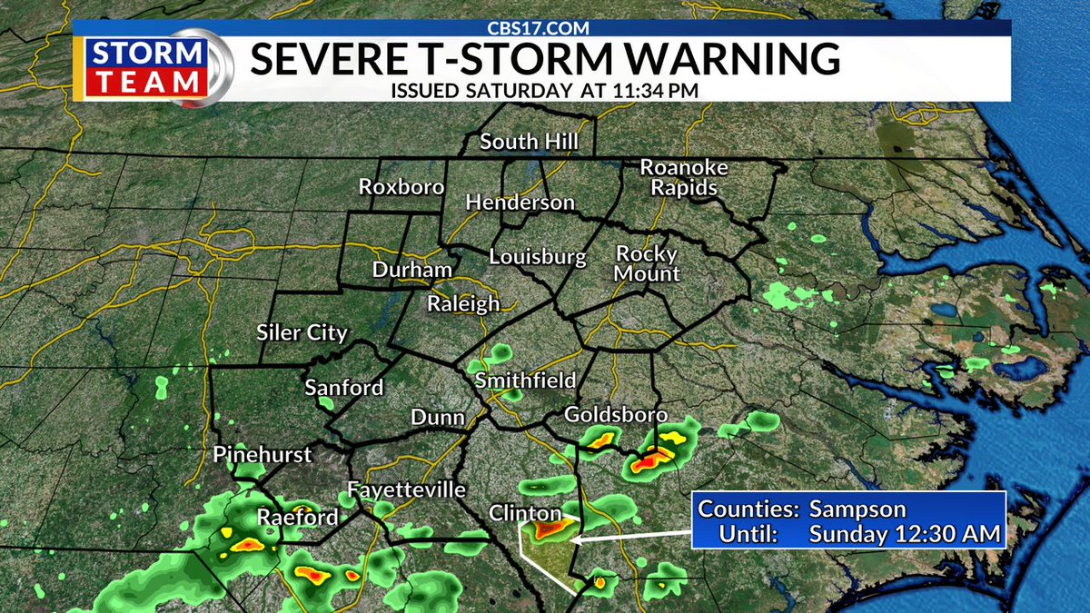 A SEVERE THUNDERSTORM WARNING has been issued for parts of central NC & southern VA. Be aware of hail & damaging wind in these areas. #ncwx