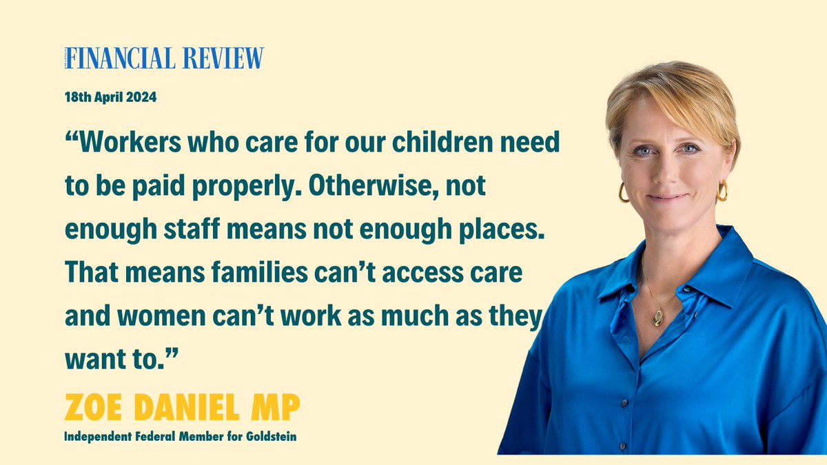 zdaniel's tweet photo. This Budget I’m calling on the government to put early childhood education and care front and centre.
#MayBudget #Women #Economy
Read full article here 👇🏽
https://t.co/BkVchZQZrc https://t.co/sDPCU1F6t7
