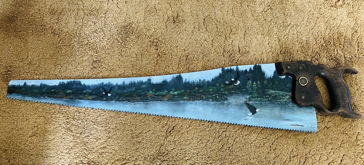 Summer Eagle River Vintage Handsaw, Hand Painted, Gift Idea, Rustic Home Decor, Housewarming Gift #vintagepaintedhandsaw #paintedsaw #eagleriversaw #eaglepainting #wildlifepainting #housewarminggift #homedecor  bit.ly/3J9Y0AK