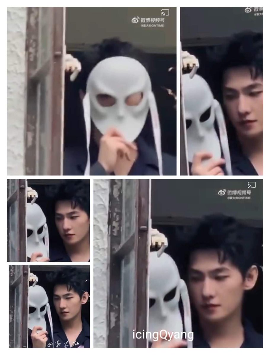 #manandmask #YangYang杨洋 holds a dramatic white mask  looking  pensive and #mysterious  #maisonvalentino #godofvisuals
