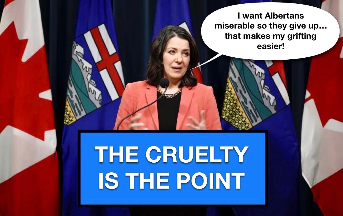 Jared doesn’t get it. This is a victory for the UCP.

The UCP has NO INTEREST in any deal that benefits Albertans. Their goal is to make everyday life as miserable as fücking possible. It’s that simple. There is no improving AB under the UCP. NONE.

#UCPcorruption