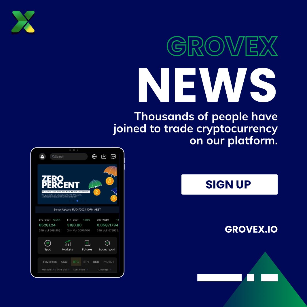 Thousands of new users are joining GroveX.IO to kickstart their crypto trading journey effortlessly. With just a few simple steps to sign up, they're diving into the world of crypto with zero trading fees on BTC pairs. Welcome aboard, everyone! Let's soar to new