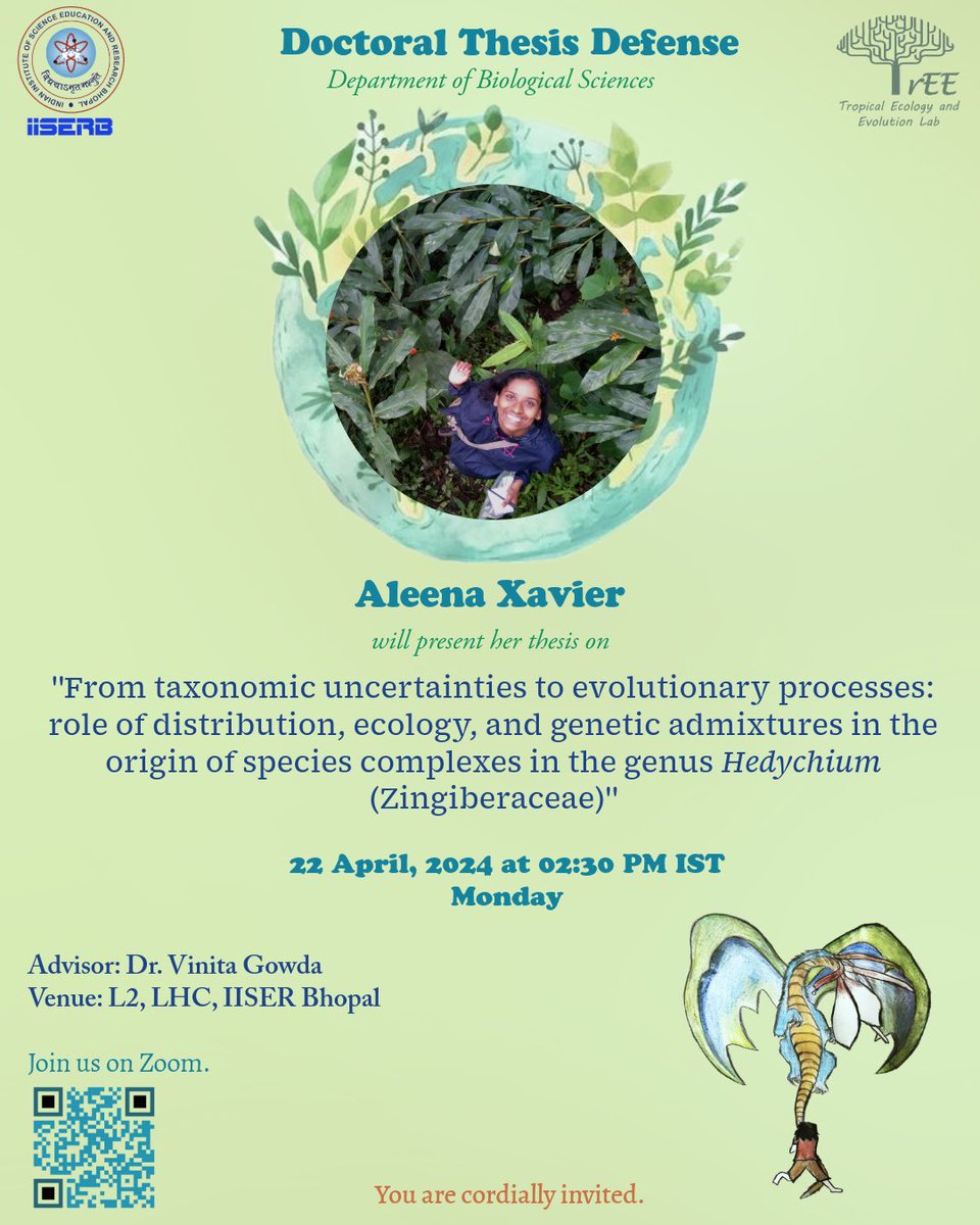 I am thrilled to announce the doctoral defense of Ms. Aleena Xavier. She is my 4th doctoral student from IISER B and my 2nd female doctoral student from @TrEE_Lab.  I & the lab are very proud of her..
1. She handled one of the toughest questions in science - What is a species ?