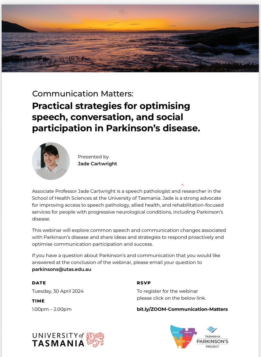 🚨⁉️ Want to know more about how speech changes in #Parkinsons AND how to improve it❓✅ Join our free ✨TAS #Parkinson’s Project✨ webinar on 30th April to learn more😊 Everyone welcome 🙋🏼🙋🏽‍♀️🙋🏾‍♂️- click the link below to register ⤵️ @WickingDementia #PD bit.ly/ZOOM-Communica…
