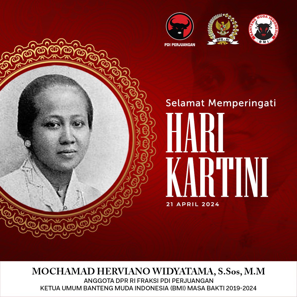 MHerviano's tweet photo. Semangat Kartini adalah semangat perempuan kuat yang tidak takut menghadapi tantangan. Kartini juga membuktikan bahwa perempuan Indonesia mampu menjadi agen perubahan dan menginspirasi banyak orang. Selamat Hari Kartini

#PDIPerjuangan
#BantengMudaIndonesia https://t.co/zVmU9arkmr