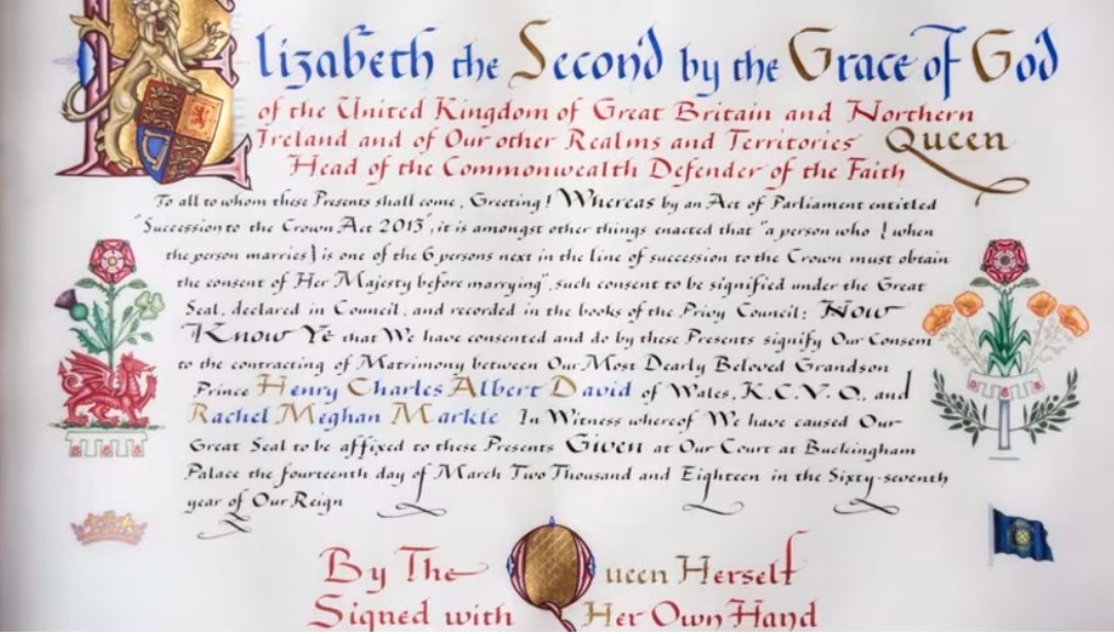 When the Late Queen gave formal consent for William to marry, it is notable that Catherine was described as 'trusty and well-beloved'. These words are noticeably absent from her later consent for Harry and Meghan Markle.