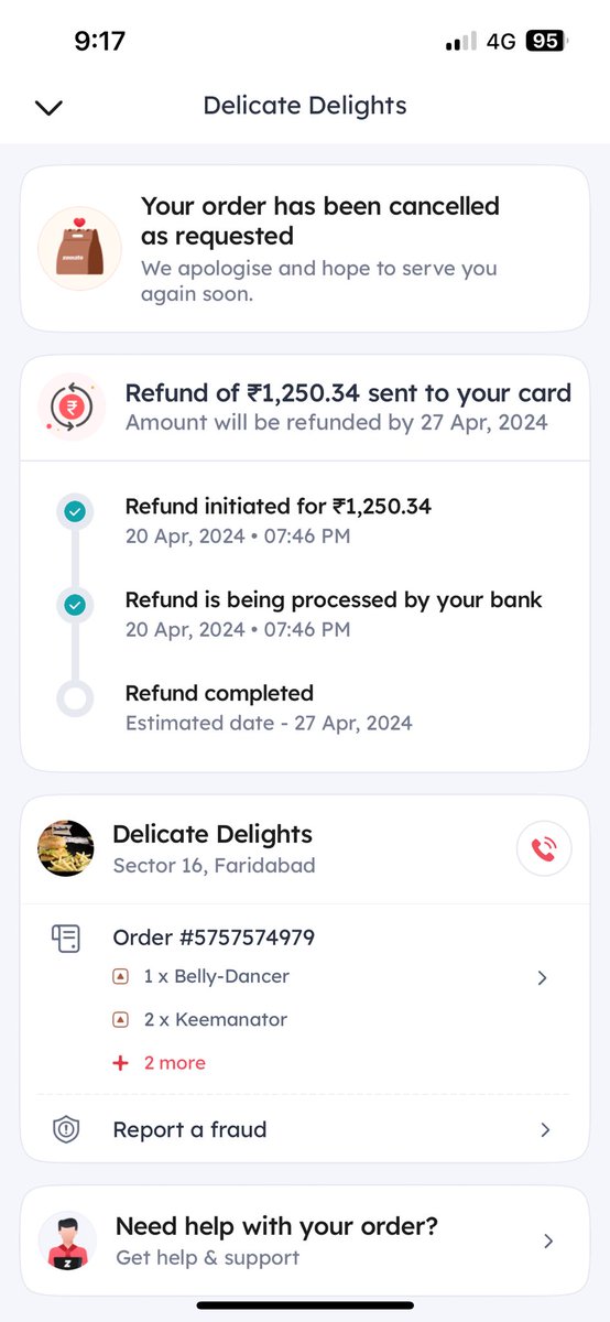 ParthTrehan007's tweet photo. For cancellation. I got more that 50% of the money deducted which is above RS. 1500, because @zomato called me and canceled my order. I have added the screenshots for the same. I demand my money back. https://t.co/EffH6vD8ea