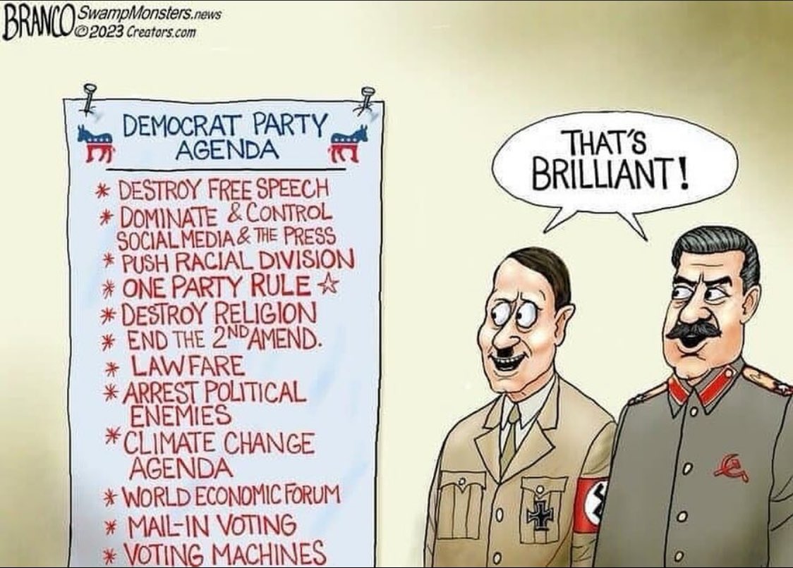Hitler and Stalin would be so proud of the Democrat Communist Party. Sad times for America.